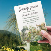 Rustisch Land House, lokaal gegroeid Baby shower Kaart