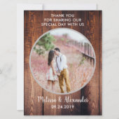 Rustisch land, hout in schuur Dank je foto bruilof (Voorkant)