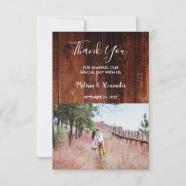 Rustisch land, hout in schuur Dank je foto bruilof Kaart