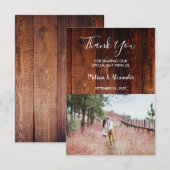 Rustisch land, hout in schuur Dank je foto bruilof Kaart (Voorkant / Achterkant)