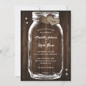 Rustisch land houthakker Hart Mason Jar Wedding Kaart (Voorkant)