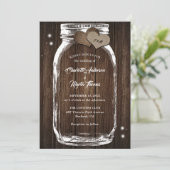 Rustisch land houthakker Hart Mason Jar Wedding Kaart (Staand voorkant)