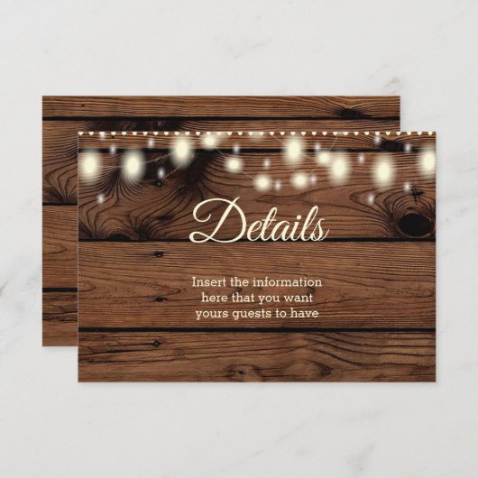 Rustisch  land — Informatie over bruiloft Informatiekaartje (Voorkant / Achterkant)