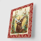 Rustisch Land Kerstmis Deer Elegant  Vierkante Klok (Hoek)