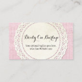 Rustisch land Lace Doily on Shabby Pink Burlap Visitekaartje (Achterkant)