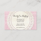 Rustisch land Lace Doily on Shabby Pink Burlap Visitekaartje (Voorkant)
