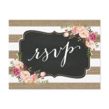 Rustisch land Linen Burlap Floral Wedding RSVP
