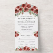 Rustisch land Marsala Floral Bloom Wedding All In One Uitnodiging (Binnen)