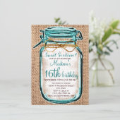 Rustisch land Mason Jar Birthday Uitnodiging (Staand voorkant)