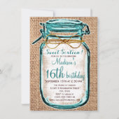 Rustisch land Mason Jar Birthday Uitnodiging (Voorkant)