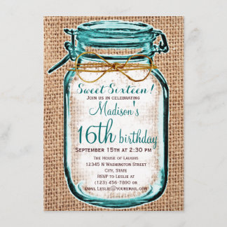 Rustisch land Mason Jar Birthday Uitnodiging