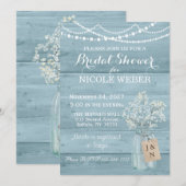 Rustisch land Mason Jar Blue Vrijgezellenfeest Inv Kaart (Voorkant / Achterkant)