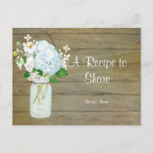 Rustisch land Mason Jar Blush Blue Hydrangeas Briefkaart (Voorkant)