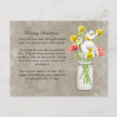Rustisch land Mason Jar Bouquet Crackle Swirls Informatiekaartje (Voorkant)