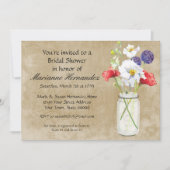 Rustisch land Mason Jar Bouquet Crackle Swirls Kaart (Voorkant)