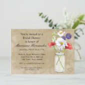 Rustisch land Mason Jar Bouquet Crackle Swirls Kaart (Staand voorkant)