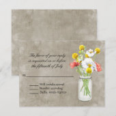 Rustisch land Mason Jar Bouquet Crackle Swirls RSVP Kaartje (Voorkant / Achterkant)