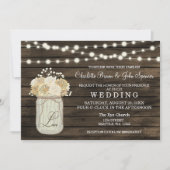 Rustisch land Mason Jar Daisy Barn Wood Weddenscha Kaart (Voorkant)