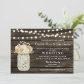 Rustisch land Mason Jar Daisy Barn Wood Weddenscha Kaart (Staand voorkant)