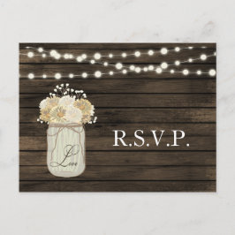Rustisch land Mason Jar Daisy Barn Wood Weddenscha Uitnodiging Briefkaart