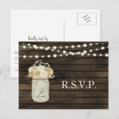 Rustisch land Mason Jar Daisy Barn Wood Weddenscha Uitnodiging Briefkaart (Voorkant / Achterkant)