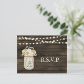 Rustisch land Mason Jar Daisy Barn Wood Weddenscha Uitnodiging Briefkaart (Staand voorkant)