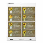 Rustisch Land Mason Jar Flowers Sunflower Bouquet Etiket (Full Sheet)