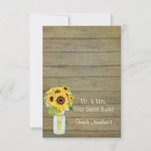 Rustisch Land Mason Jar Flowers Sunflower Bouquet Kaart (Voorkant)
