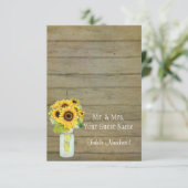 Rustisch Land Mason Jar Flowers Sunflower Bouquet Kaart (Staand voorkant)