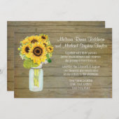 Rustisch land Mason Jar Flowers Sunflower Hanging Kaart (Voorkant / Achterkant)