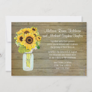 Rustisch land Mason Jar Flowers Sunflower Hanging Kaart