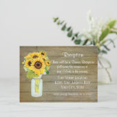 Rustisch land Mason Jar Flowers Sunflower Hanging Kaart (Staand voorkant)