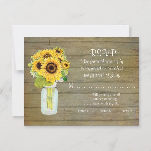 Rustisch land Mason Jar Flowers Sunflower RSVP (Voorkant)