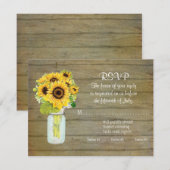 Rustisch land Mason Jar Flowers Sunflower RSVP (Voorkant / Achterkant)