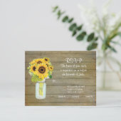Rustisch land Mason Jar Flowers Sunflower RSVP Kaartje (Staand voorkant)