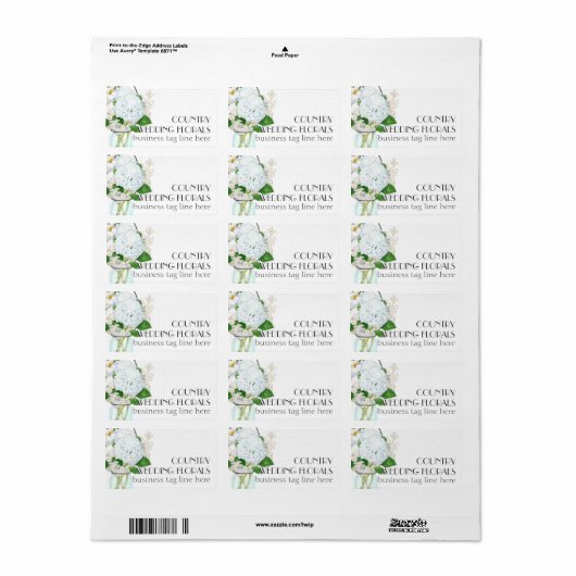 Rustisch land Mason Jar Flowers White Hydrangeas Etiket (Full Sheet)