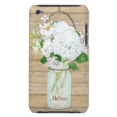 Rustisch land Mason Jar Flowers White Hydrangeas iPod Touch Hoesje (Achterkant)