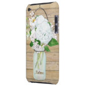 Rustisch land Mason Jar Flowers White Hydrangeas iPod Touch Hoesje (Achterkant Links)