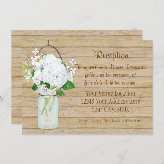 Rustisch land Mason Jar Flowers White Hydrangeas Kaart (Voorkant / Achterkant)