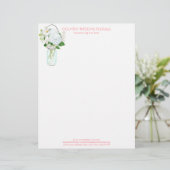 Rustisch land Mason Jar Flowers White Hydrangeas Persoonlijk Briefhoofd (Staand voorkant)