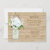 Rustisch land Mason Jar Flowers White Hydrangeas RSVP Kaartje (Voorkant)