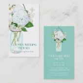 Rustisch land Mason Jar Flowers White Hydrangeas Visitekaartje (Voorkant / Achterkant)