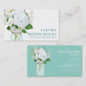 Rustisch land Mason Jar Flowers White Hydrangeas Visitekaartje (Voorkant / Achterkant)