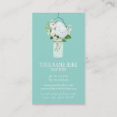 Rustisch land Mason Jar Flowers White Hydrangeas Visitekaartje (Achterkant)