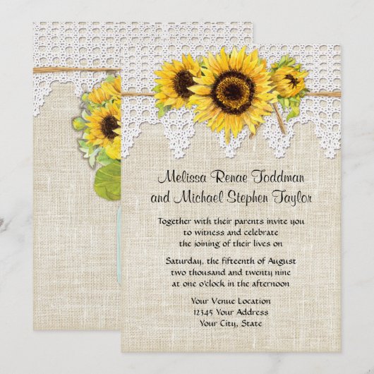 Rustisch land Mason Jar Flowers - Zonnebloemkant Kaart (Voorkant / Achterkant)