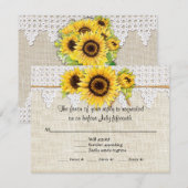 Rustisch land Mason Jar Flowers - Zonnebloemkant RSVP Kaartje (Voorkant / Achterkant)