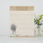 Rustisch land Mason Jar French Lavender Bouquet Persoonlijk Briefhoofd (Staand voorkant)