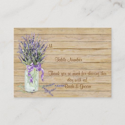 Rustisch land Mason Jar French Lavender Bouquet Plaatskaartje (Voorkant)