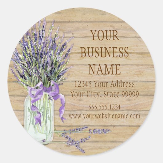 Rustisch land Mason Jar French Lavender Bouquet Ronde Sticker (Voorkant)