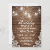 Rustisch land Mason Jar Lights Birthday Party Kaart (Voorkant)